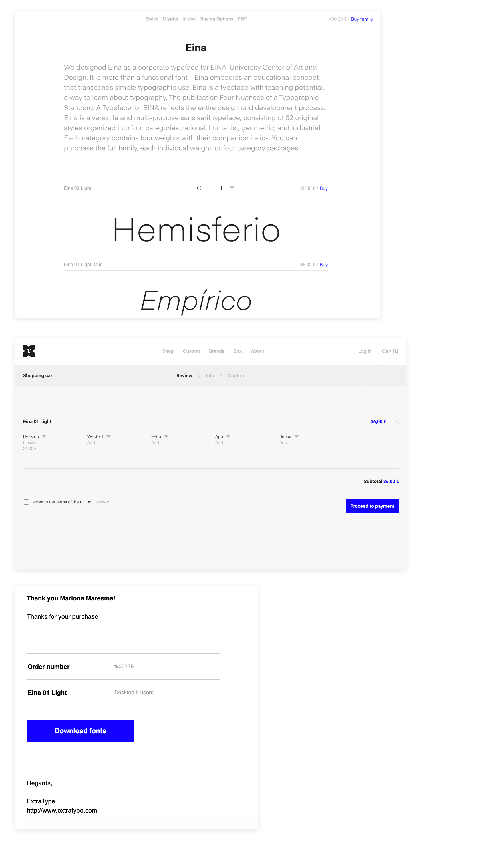 Venta de tipografías